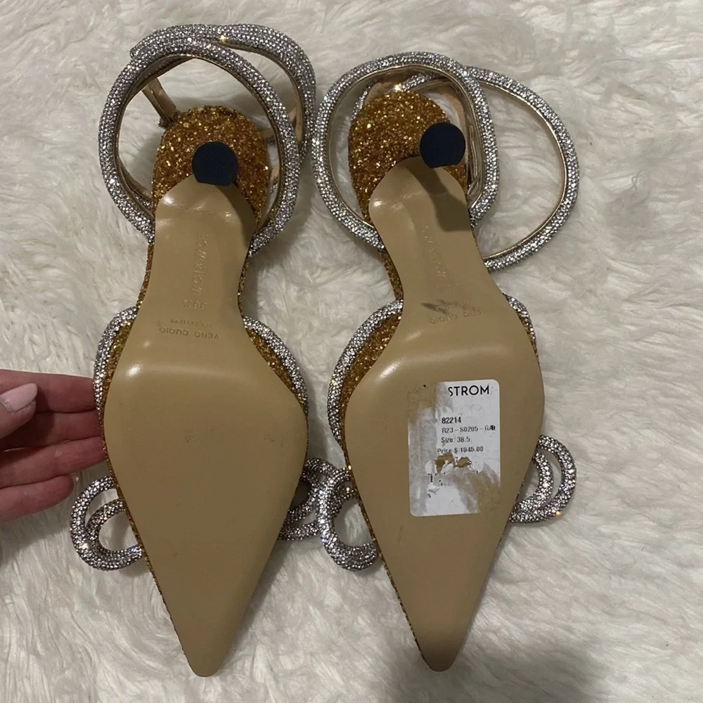 New Mach & Mach Double Bow Crystal embellished‎ glitter pump size 38.5EU - Picture 9 of 15